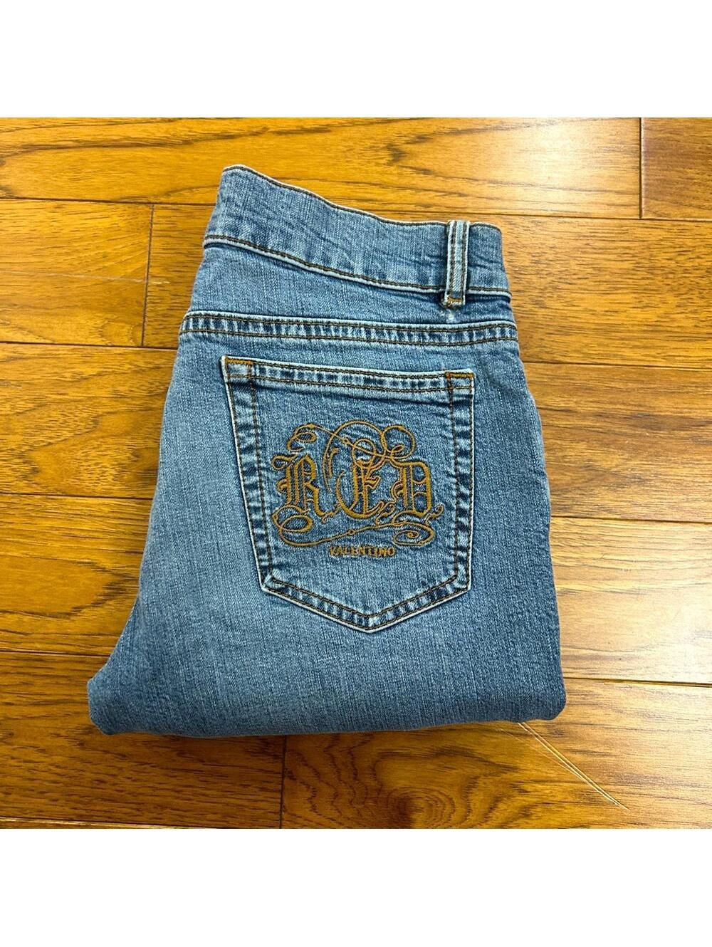 Red Valentino Slim Fit Low Rise Premium Stretch Denim Jeans size 26 medium wash